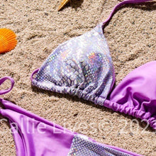 Load image into Gallery viewer, Stasia Shimmery Snake: Color Block Lilac Purple Metallic Bikini

