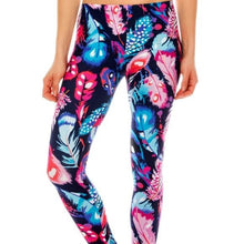 Load image into Gallery viewer, Wholesale 4 Pack: Callie Peacock: Rainbow Feathers Printed Graphic Leggings
