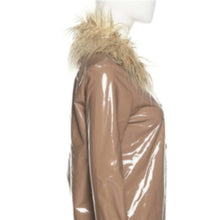 Load image into Gallery viewer, Wholesale 2 Pack: Callie Mongolian: Shiny Nude Vegan Patent Leather Faux Fur Collar Blazer
