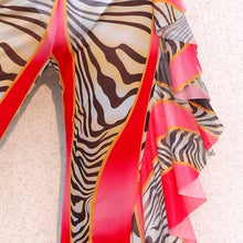 Cargar imagen en el visor de la galería, Wholesale 3 Pack: Callie Wild: Zebra Stripe Mesh Ruffle Beach Coverup Animal Print Pants
