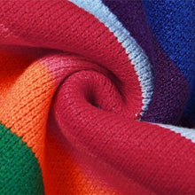 Cargar imagen en el visor de la galería, Elaine Rainbow: Stripe Knit Sleeveless Colorblock Sweater Midi Dress LARGE
