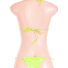 Lade das Bild in den Galerie-Viewer, Wholesale 2Pack: Stasia Oiled Slick: Sexy Neon Green Vegan Faux Leather PU String Bikini
