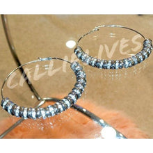 Load image into Gallery viewer, Wholesale: 4 Pack: Callie Bling: Large 90s Style Silver Hoop Earrings
