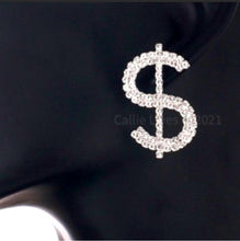 Load image into Gallery viewer, Wholesale 2PK: Miz Money Bling Crystal Rhinestone Dollar Earrings
