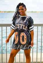 Load image into Gallery viewer, Callie: Double 0 Hustle Sequin Jersey Shirt Dress, Dresses, CallieLives 
