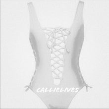 Carica l&#39;immagine nel visualizzatore di Gallery, Callie All Laced Up: One Piece White Swimsuit, Swimwear, CallieLives 
