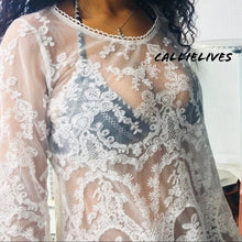 Load image into Gallery viewer, Callie Lace: Long Sleeve Ivory Sheer Lace Top, Tops, CallieLives 
