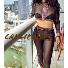 Load image into Gallery viewer, Xena Grecian: Black Brown Greek Sheer Pants Set, Sets, CallieLives 
