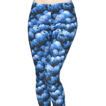 Charger l&#39;image dans la galerie, Wholesale 4 Pack: Stasia Berry Blue: Blueberry Fruity Food Graphic Leggings
