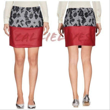 Cargar imagen en el visor de la galería, Callie Lamb Balenciaga Red Leather Wool Mini Skirt, Shorts and Skirts, CallieLives 
