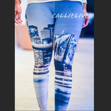 Charger l&#39;image dans la galerie, Callie: Winter CityScape 3D Graphic Blue leggings, Leggings &amp; Joggers, CallieLives 
