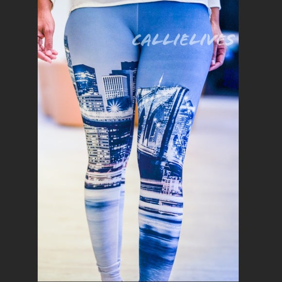 Callie: Winter CityScape 3D Graphic Blue leggings, Leggings & Joggers, CallieLives 