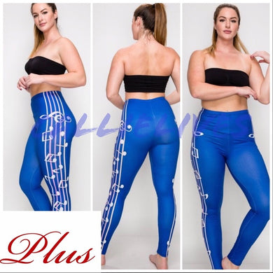 Wholesale Plus: Stasia Blue Notes: Music Graphic leggings 1X, Leggings & Joggers, CallieLives 