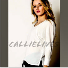 Load image into Gallery viewer, Elaine Hi Lo Semi: Ivory White Top Sheer panels, Tops, CallieLives 
