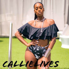 Load image into Gallery viewer, Callie Palm: Black Ruffle High Waist Bikini, Swimwear, CallieLives 

