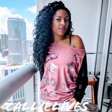 Load image into Gallery viewer, Denny Rose: Blush Sequin Love Net Sleeve T-Shirt M, Tops, CallieLives 
