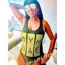 Load image into Gallery viewer, Callie Gym Bae: Workout Leotard Glitter Green S L, Active Wear, CallieLives 
