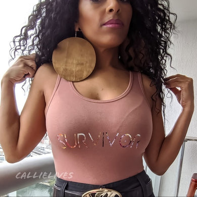 Callie Survivor: Floral Foil Mocha Flesh Identaholic Bodysuit, Tops, CallieLives 