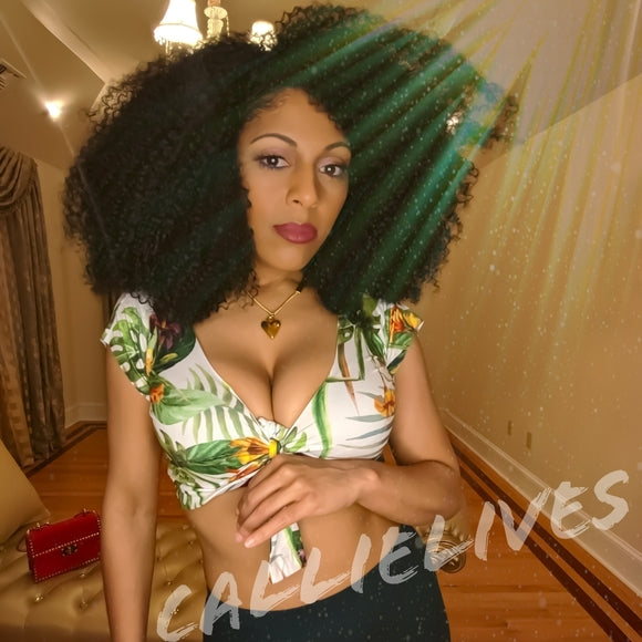 Stasia Stretchy: Safari Green Leaf Custom Crop Top, Tops, CallieLives 