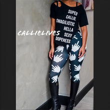 Load image into Gallery viewer, Miz Middle Finger Black White leggings 3D graphic, Leggings &amp; Joggers, CallieLives 
