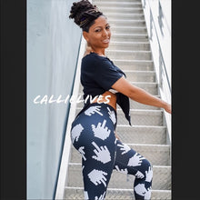 Load image into Gallery viewer, Miz Middle Finger Black White leggings 3D graphic, Leggings &amp; Joggers, CallieLives 
