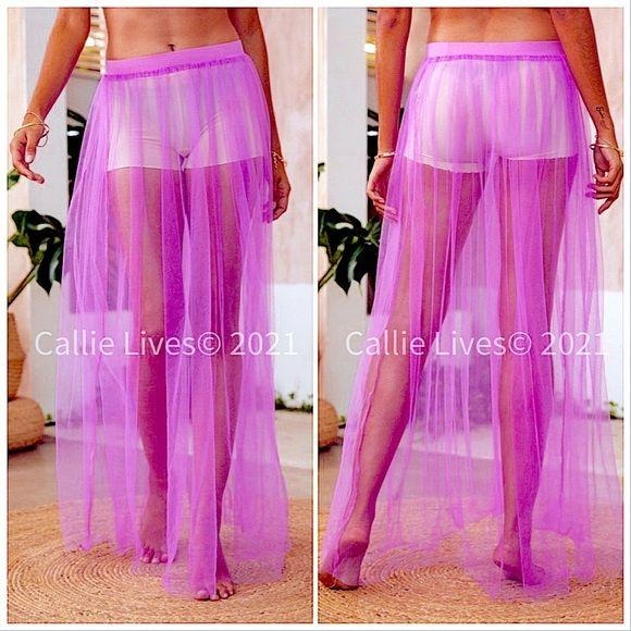 Wholesale: Stasia Lavender: Mesh Tulle CoverUp Maxi Skirt 2PK