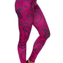 Load image into Gallery viewer, Wholesale 3 Pack: Stasia Paisley Pink: Fuchsia Magenta Bandana 3D Printed Leggings
