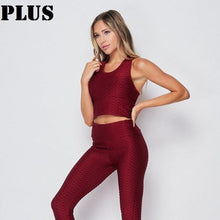 Load image into Gallery viewer, Wholesale 4 Pack: Callie Scrunch Booty Plus: 2X Crop Racerback Top High Waist Buttlifting Leggings
