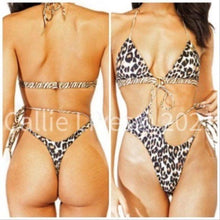 Load image into Gallery viewer, Xena Wild Zebra: White Leopard Animal Print Strappy Thong Bikini
