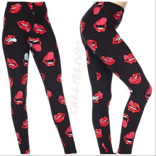 Charger l&#39;image dans la galerie, Stasia Kiss: Plus Size Rolling Red Tongue Lip Leggings 1X 2X
