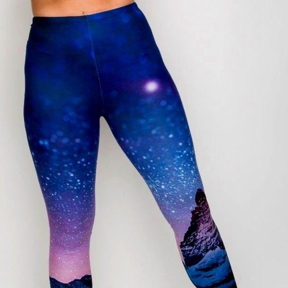 Wholesale 2 Pack: Miz Deep Starry Night: Ombre Blue Purple 3D illusion Graphic Leggings XL