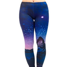 Cargar imagen en el visor de la galería, Wholesale 4 Pack: Miz Deep Starry Night: Ombre Blue Purple 3D illusion Graphic Leggings XL
