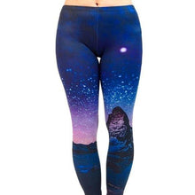 Cargar imagen en el visor de la galería, Wholesale 2 Pack: Miz Deep Starry Night: Ombre Blue Purple 3D illusion Graphic Leggings XL
