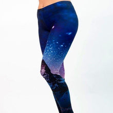 Cargar imagen en el visor de la galería, Wholesale 2 Pack: Miz Deep Starry Night: Ombre Blue Purple 3D illusion Graphic Leggings XL
