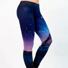 Lade das Bild in den Galerie-Viewer, Wholesale 4 Pack: Miz Deep Starry Night: Ombre Blue Purple 3D illusion Graphic Leggings XL
