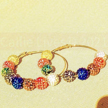 Load image into Gallery viewer, Wholesale: 4 Pack: Callie Candy Ball: Shimmering Charm Hoop Earring
